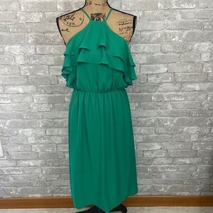 Everly Green Ruffle Halter Dress